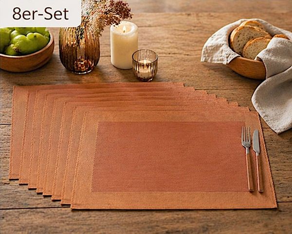 Platzdeckchen Tischset orange 2-8 Stück 32,5x45cm PVC Polyester abwaschbar Platzmatte Tischunterlage moderne Tischmatte für Küche und Esszimmer
