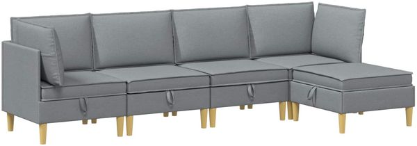 vidaXL Modular Sofa Set mit Stauraum 5 pcs Hellgrau Stoff 3413676 Bild 2