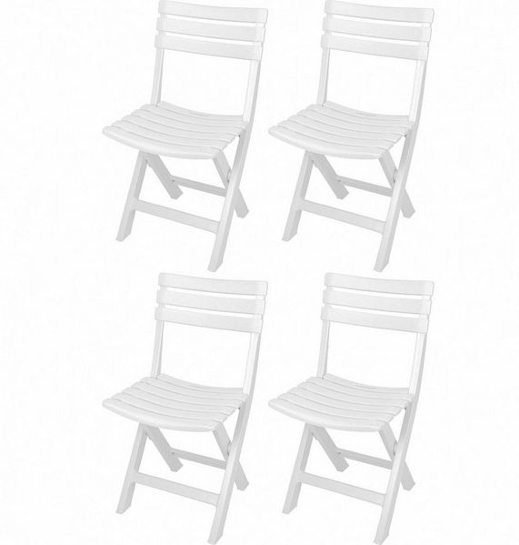 Progarden Gartenstuhl Kunststoff Weiß 4 er Set (Set, 4 St), UV-Beständig, Robust, Wetterfest, Made in Italy, Hochwertig