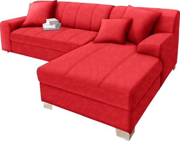 INOSIGN Ecksofa Turah incl. Zierkissen, moderne Steppung, auch in Leder, wahlweise mit Bettfunktion, Schlafsofa, B/T/H: 239/152/75 cm, L-Form