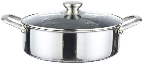 Edelstahl-Kochtopf ø32 cm mit Glasdeckel & Wabenstruktur - Induktionsgeeignet