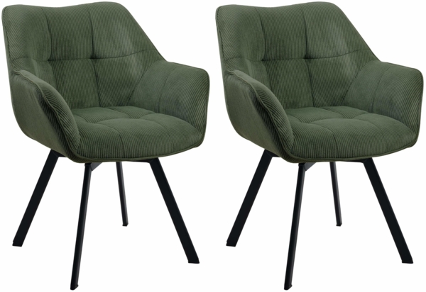 CLP 2er Set Esszimmerstuhl Jordi Cord,grün