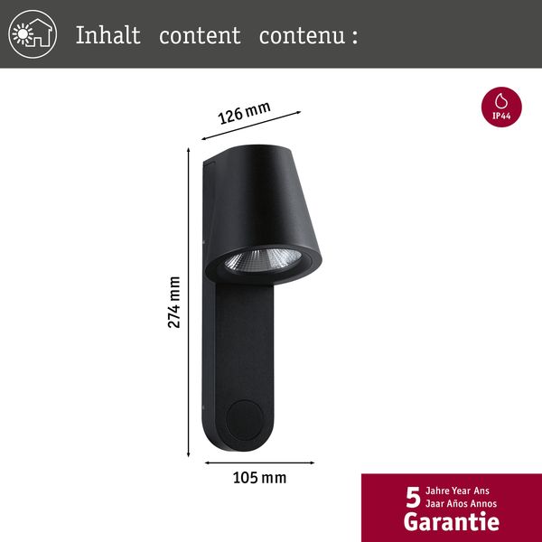 Paulmann 94862 LED Aussenwandleuchte Caissa Bewegungsmelder Anthrazit IP44 3000K Bild 5
