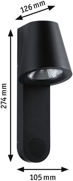 Paulmann 94862 LED Aussenwandleuchte Caissa Bewegungsmelder Anthrazit IP44 3000K Bild 6
