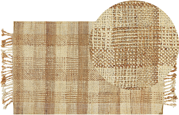 Teppich Jute sandbeige 80 x 150 cm geometrisches Muster Kurzflor BERISSA