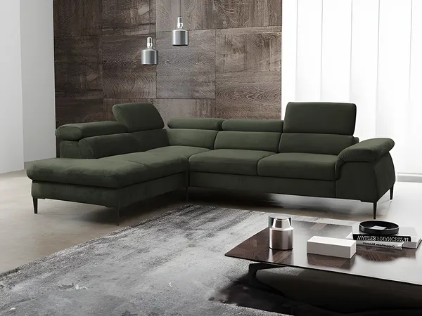Vente-unique - SEPINA Sofa SamtStoff Grün - B 214 cm x H 75 cm x L 280 cm