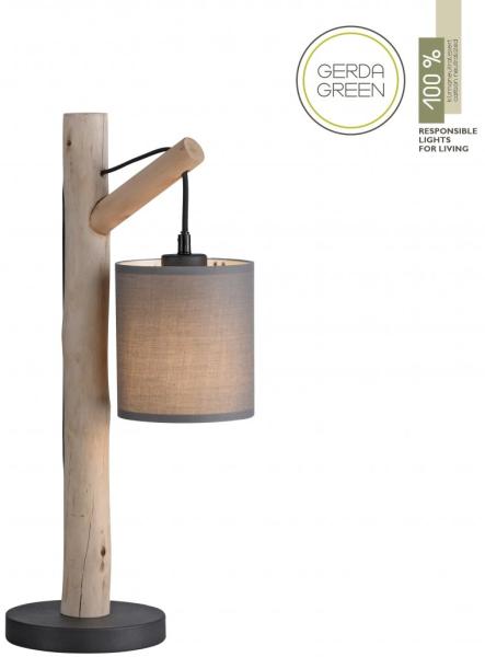 JUST LIGHT 15784-29 GREEN TRIBU Tischleuchte taupe Stoffschirm 1-flammig