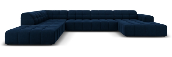 Micadoni Panorama Ecksofa Jennifer 7-Sitzer Links Samt Königsblau