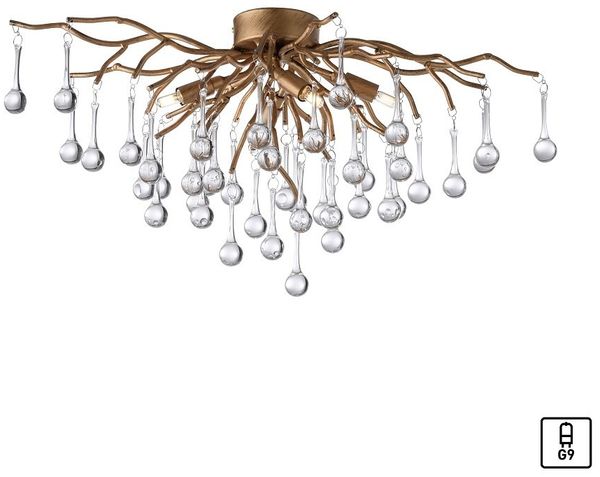 Paul Neuhaus 8090-11 ICICLE Deckenleuchte 4-flammig Altmessing mit Glasbehang