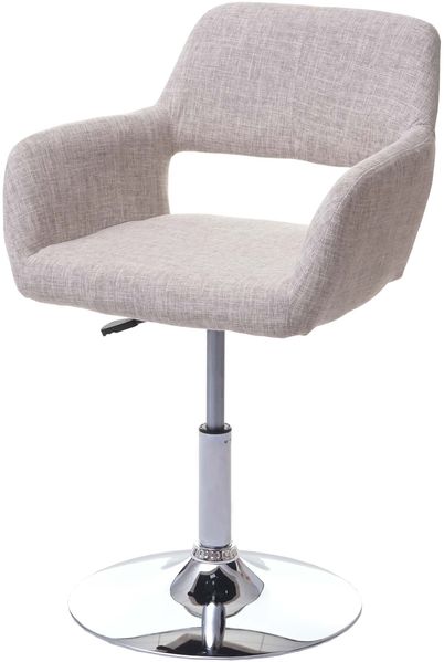 Esszimmerstuhl HWC-A50 III, Stuhl Küchenstuhl, Retro 50er Jahre, Stoff/Textil ~ creme/grau, Chromfuß
