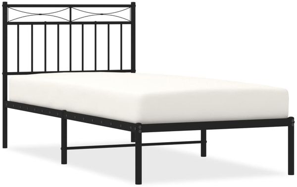 Einzelbettgestell Design für Erwachsene mit Kopfteil Metall Schwarz 90x190 cm d2796e