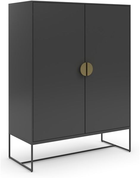 Hochschrank >Asia< in Anthrazit - 90x125x40cm (BxHxT)