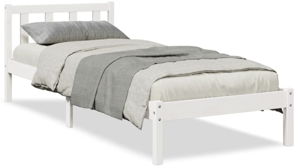 vidaXL Massivholzbett Extra Lang ohne Matratze Weiß 90x220 Kiefernholz 852445