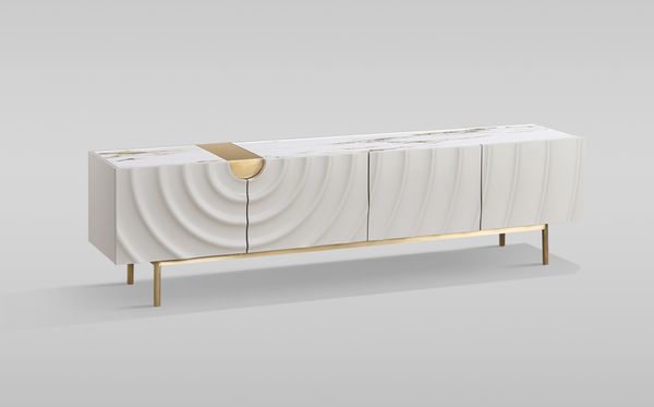 Livin Hill Stilig ST320 Kommode, MDF, Kunstmarmor, Edelstahl, 53 x 40 x 200 cm Bild 2