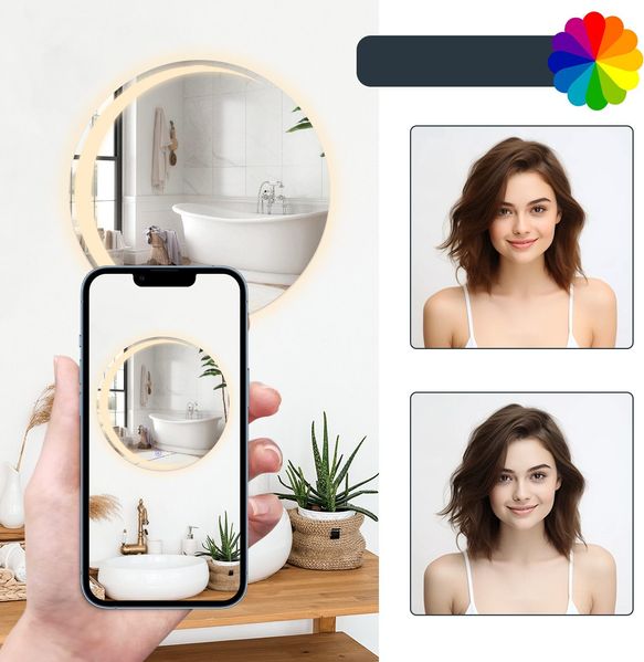 ZMH Runder Badezimmerspiegel mit Beleuchtung – 50 cm runder Wandspiegel, LED, IP44, runder Badezimmerspiegel mit Touch-Schalter und Antibeschlagfunktion Bild 9