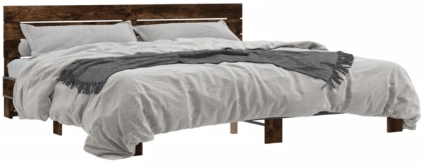 vidaXL Bettgestell Räuchereiche 200x200 cm Holzwerkstoff und Metall 3280129