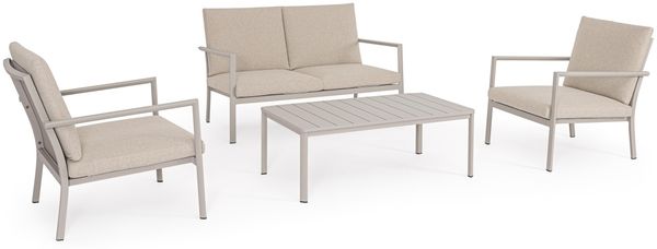 Garten-Set Ronoko aus Aluminium und Olefin, modern, beige sand, 4-teilig inkl. Kissen