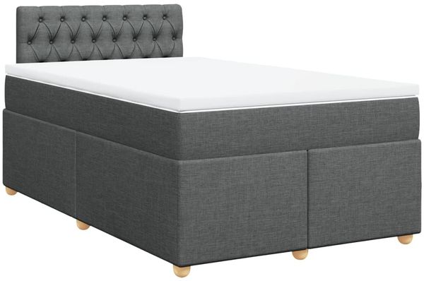vidaXL Boxspringbett mit Matratze Dunkelgrau 120x200 cm Stoff 3288955 Bild 3