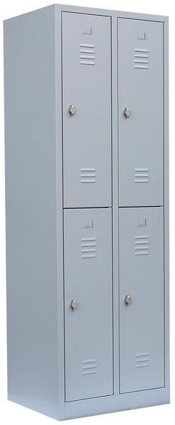 Steelboxx Spind 4 Fächer Garderobenschrank Spindschrank Schließfachschrank (1-St) Komplett verschweißt und montiert - keine Montage erforderlich