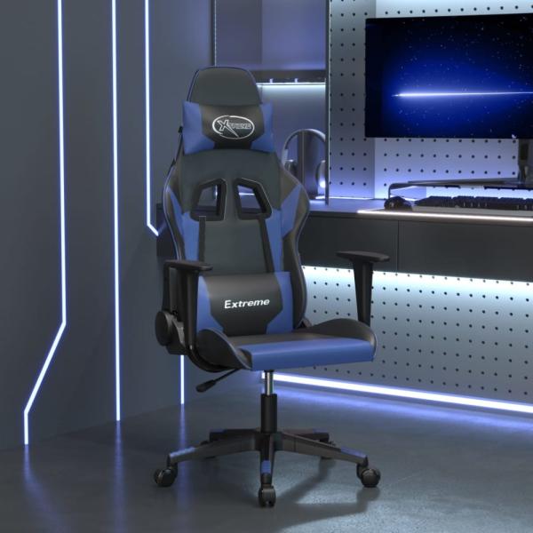 vidaXL Gaming-Stuhl mit Massagefunktion Schwarz und Blau Kunstleder 345445