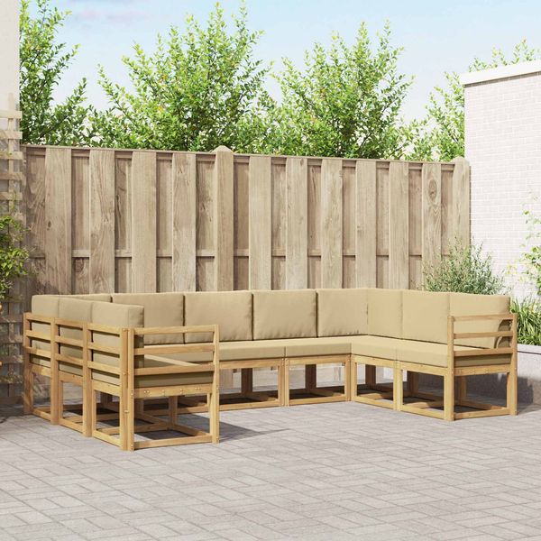 vidaXL Outdoor-Sofagarnitur mit Kissen 9 pcs Weiß und Beige 3388207