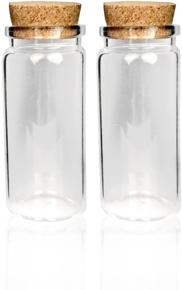 Mini Glasflaschen mit Korken 50ml ( 2er Pack ) - Kleine Glasfläschchen zum Befüllen - Reagenzglas Glas für Hochzeit - Mini Gläser Gastgeschenke