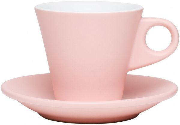 Cappuccinotasse Kaffee Tasse mit Untertasse Porzellan cilio NAPOLI rosa 215489