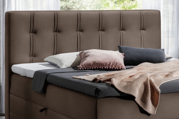 99rooms Hugo Boxspringbett Velours JASMINE 200x200 cm Braun Bild 3