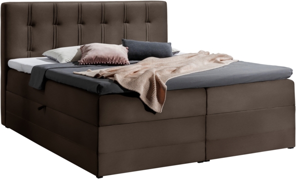 99rooms Hugo Boxspringbett Velours JASMINE 200x200 cm Braun Bild 4