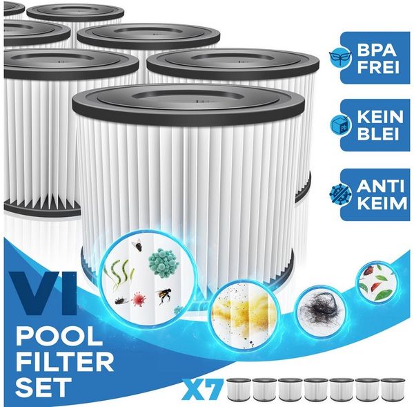 KESSER® Filter für Whirlpool 7x / 14x Filterkartuschen Ersatz SPA Filter Größe VI Kartuschen Wasserfilter Poolfilter kompatibel mit Lay-z-Spa Intex Ersetzt die Originalkartusche Anthrazit, 14er-Set