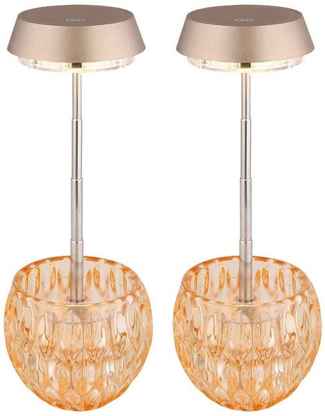 2x LED Tischleuchte, Glas, Champagner, Touchdimmer, H 28 cm