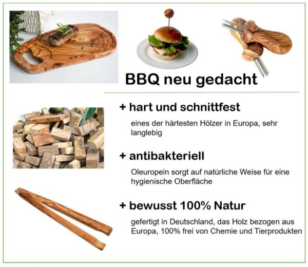 Olivenholz-erleben Grillbesteck-Set Raclette-Schaber aus Olivenholz – Pfännchen schonend, 6er Set, (Packung, 6 tlg), Beschichtungen schützen, kratzfrei wenden & schaben mit Naturholz