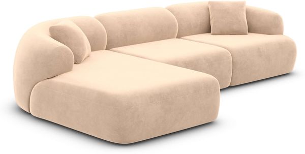 Samtstoff Ecksofa Monteluna L Form - Samtstoff - beige - Links