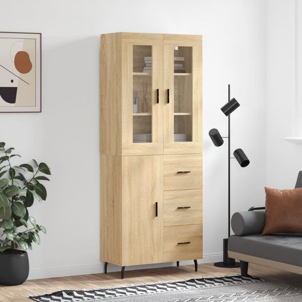 vidaXL Highboard Sonoma-Eiche 69,5x34x180 cm Holzwerkstoff 3198484