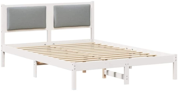 vidaXL Bettrahmen Hellgrau 140 x 190 cm Massives Kiefernholz 878128