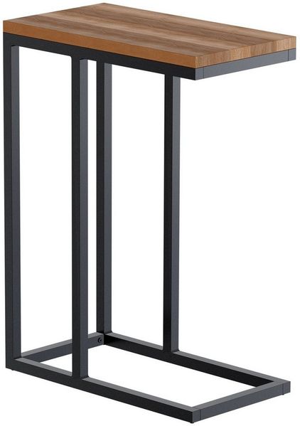 TPFLiving Beistelltisch Maren (Besonderheiten: Bodenschoner, ineinander stellbar, Gestell aus pulverbeschichtetem Metall (matt-schwarz), Maße (TxBxH): 25 x 46 x 63cm - Farbe: eiche