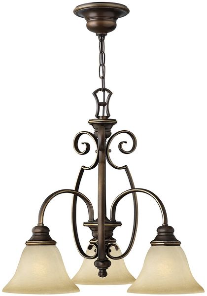 Kronleuchter, Hängelampe, Stahl Alabasterglas, Bronze, D 57,1 cm