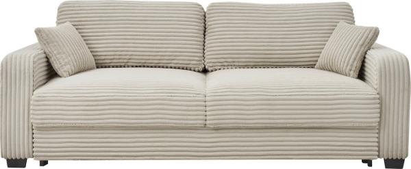 Sofa Carrara von ED Exciting Design mit Schlaffunktion, Liftbeschlag, Bettkasten und Mikrofaserbezug Ambience Fareb Ivory