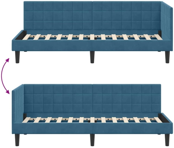 vidaXL Eckbettgestell mit Kopfteil Blau 80 cm x 200 cm Stoff 42016407 Bild 8