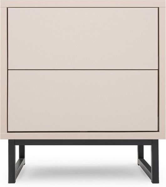 Deine Möbel 24 Nachttisch GENEVE Nachtkommode Nachtkonsole 43 cm brei GENEVE-Kollektion (Set, 1-St, mit 2 Schubladen Sandbeige Beige Dunklegrün), ideal für Ihr Schlafzimmer