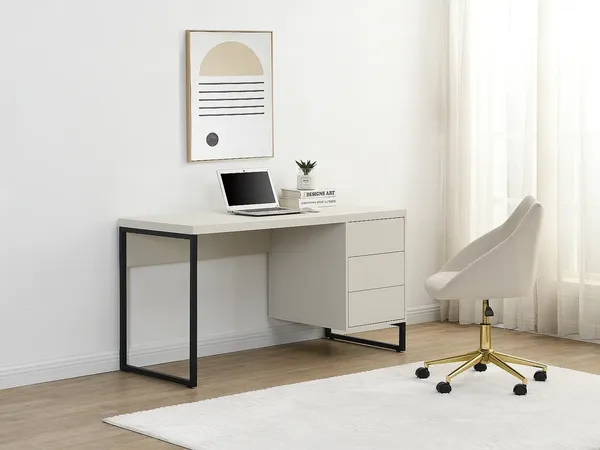 Vente-unique - TIMFIA Büromöbel Holz, Platte Beige - B 60 cm x H 75 cm x L 140 cm