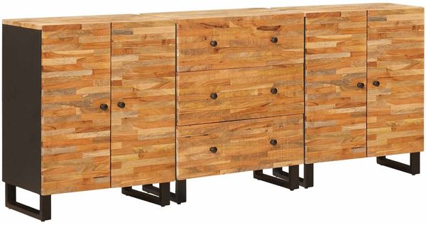 vidaXL Sideboard 3 pcs Braun 60 x 33 x 75 cm Massivholz Mango 3310101