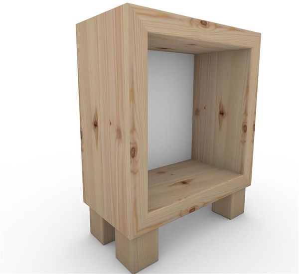 Nachttisch Nachtkommode Nachtkästchen mit Rückwand ohne Zwischenboden mit Füße ohne Türe Zirbe