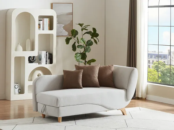 Vente-unique - PENELOPE Chaise longue Stoff Beige - B 80 cm x H 81 cm x L 160 cm