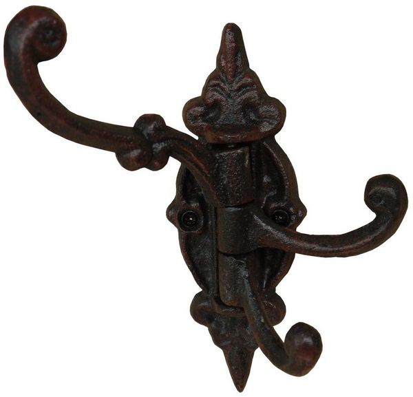 10er Set drehbare Garderobenhaken aus Gusseisen Landhaus Antik Schwarz Braun
