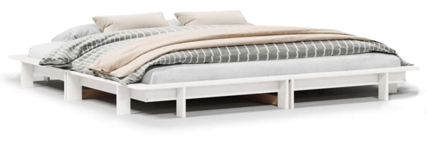 vidaXL Massivholzbett ohne Matratze Weiß 160x200 Kiefernholz 850654