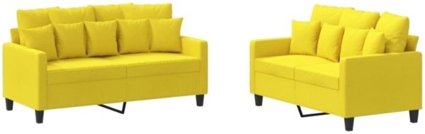 vidaXL 2-tlg. Sofagarnitur mit Kissen Hellgelb Stoff 3201653 Bild 3