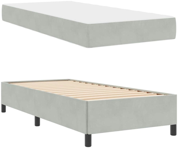 vidaXL Bettrahmen mit Matratze Hellgrau 90 x 190 cm Stoff 3399030 Bild 4