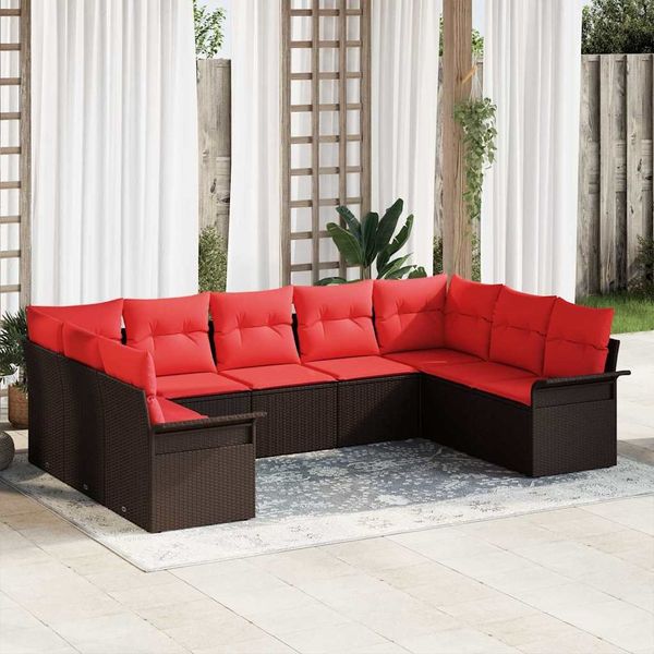 vidaXL Gartensofa-set mit Speicher 9 pcs Beige Poly-Rattan 3354193
