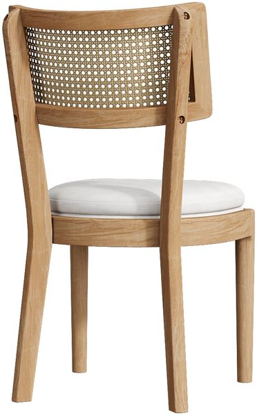 Massivholz Stuhl Set mit Rattan Rückenlehne & Leinenkissen, modernes Naturmöbel 4er Set Esszimmerstuhl Wohnzimmer,Holzfarbe Bild 9